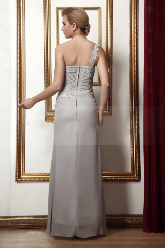 Elegant One-Shoulder Beaded Applique Long Chiffon Mother of the Bride Dresses with A Jacket M010016 Elegant One-Shoulder Beaded Applique Long Chiffon Mother of the Bride Dresses with A Jacket M010016