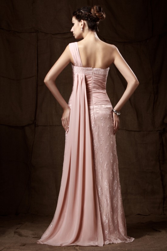 Sheath One-Shoulder Beaded Chiffon and Lace Mother of the Bride Dresses M010024 Sheath One-Shoulder Beaded Chiffon and Lace Mother of the Bride Dresses M010024