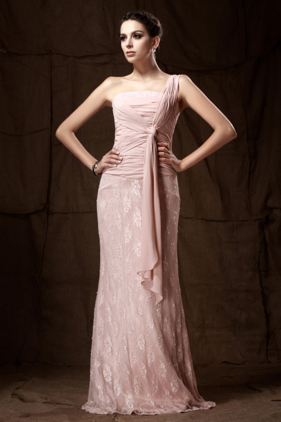 Sheath One-Shoulder Beaded Chiffon and Lace Mother of the Bride Dresses M010024 Sheath One-Shoulder Beaded Chiffon and Lace Mother of the Bride Dresses M010024
