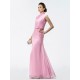 Trumpet/Mermaid Beaded High Neck Long Pink Chiffon Mother of the Bride Dresses M010029 Trumpet/Mermaid Beaded High Neck Long Pink Chiffon Mother of the Bride Dresses M010029