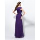 A-Line Long Purple Chiffon Mother of the Bride Dresses M010035