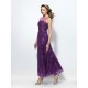 A-Line Long Purple Lace Low V-Back Mother of the Bride Dresses M010036