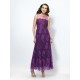 A-Line Long Purple Lace Low V-Back Mother of the Bride Dresses M010036