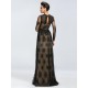 A-Line V-Neck Long Sleeve Beaded Black Lace Mother of the Bride Dresses M010044