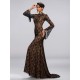 Trumpet/Mermaid Jewel Long Sleeve Black Lace Mother of the Bride Dresses M010048