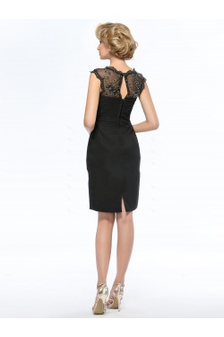 Elegant Short Beaded Black Mother of the Bride Dresses M010049