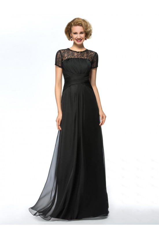A-Line Beaded Lace and Chiffon Long Black Mother of the Bride Dresses M010061 A-Line Beaded Lace and Chiffon Long Black Mother of the Bride Dresses M010061
