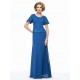 Long Blue Short Sleeve Applique and Chiffon Mother of the Bride Dresses M010064 Long Blue Short Sleeve Applique and Chiffon Mother of the Bride Dresses M010064
