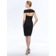 Short Black Off-the-Shoulder Chiffon Mother of the Bride Dresses M010068