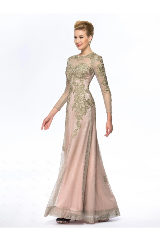 A-Line Jewel Long Sleeve Lace Mother of the Bride Dresses M010069 A-Line Jewel Long Sleeve Lace Mother of the Bride Dresses M010069