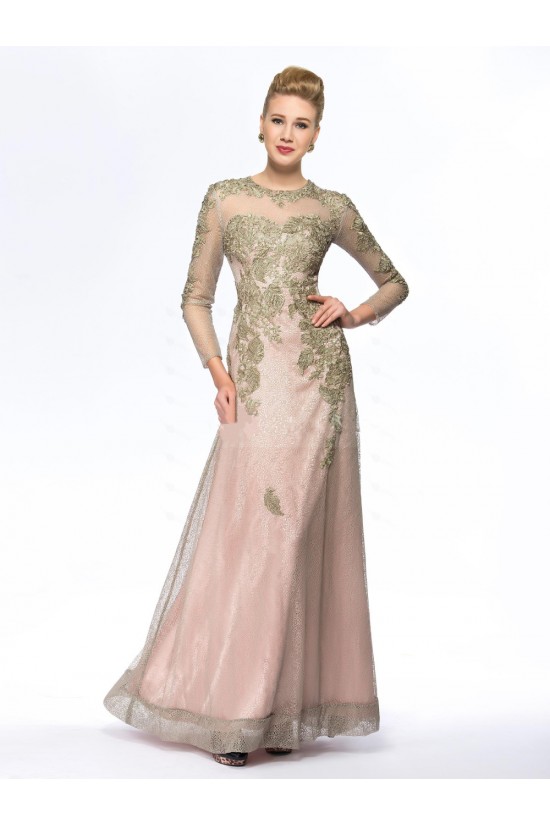 A-Line Jewel Long Sleeve Lace Mother of the Bride Dresses M010069 A-Line Jewel Long Sleeve Lace Mother of the Bride Dresses M010069
