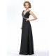 A-Line V-Neck Beaded Long Black Mother of the Bride Dresses with A Jacket M010070