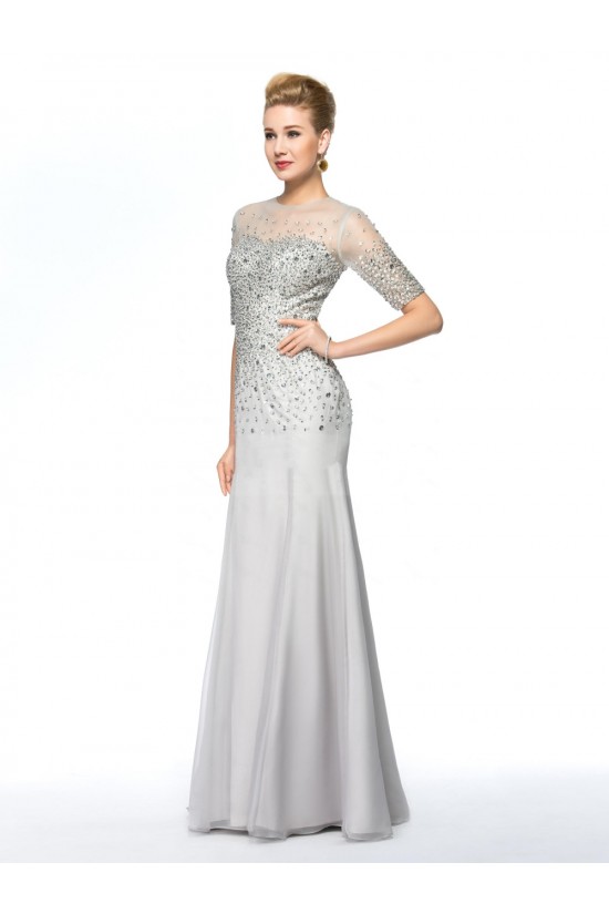 Beaded Short Sleeve Jewel Long Chiffon Mother of the Bride Dresses M010075 Beaded Short Sleeve Jewel Long Chiffon Mother of the Bride Dresses M010075