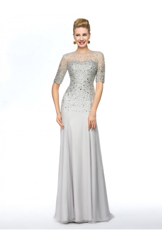 Beaded Short Sleeve Jewel Long Chiffon Mother of the Bride Dresses M010075 Beaded Short Sleeve Jewel Long Chiffon Mother of the Bride Dresses M010075