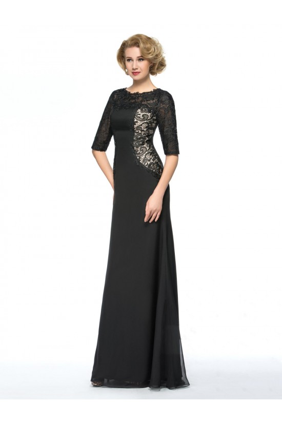 Trumpet/Mermaid Half Sleeve Lace and Chiffon Long Black Mother of the Bride Dresses M010076 Trumpet/Mermaid Half Sleeve Lace and Chiffon Long Black Mother of the Bride Dresses M010076