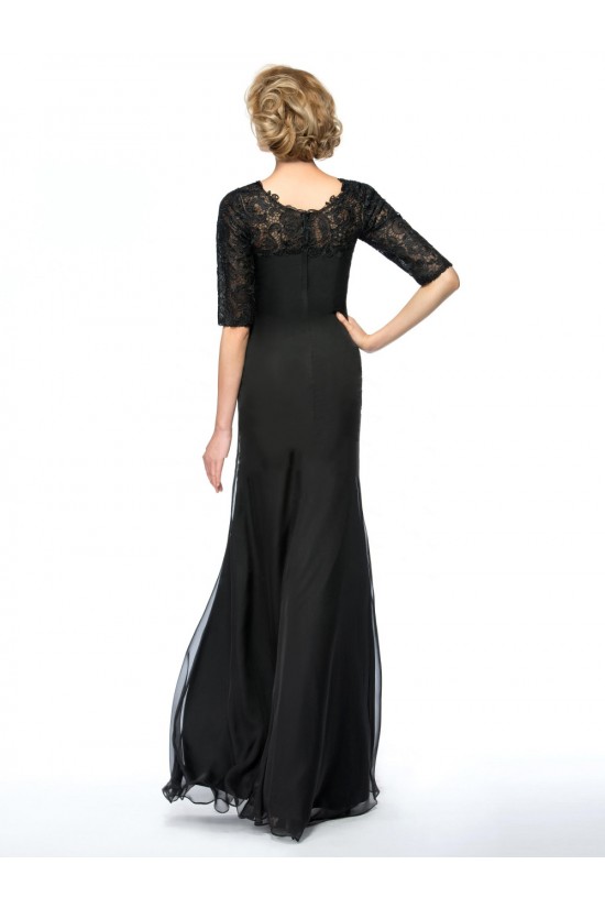 Trumpet/Mermaid Half Sleeve Lace and Chiffon Long Black Mother of the Bride Dresses M010076 Trumpet/Mermaid Half Sleeve Lace and Chiffon Long Black Mother of the Bride Dresses M010076