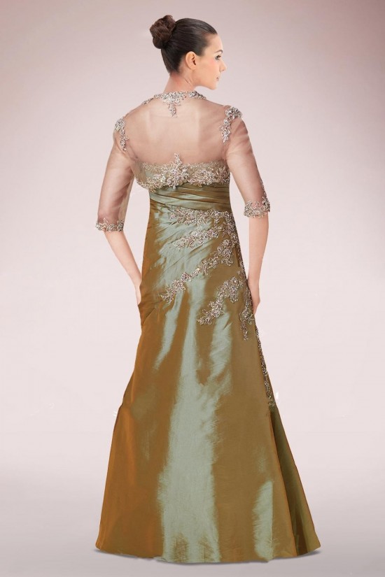 A-Line Sweetheart Beaded Applique Taffeta Mother of the Bride Dresses with A Jacket M010087
