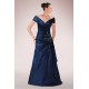 A-Line Off-the-Shoulder Beaded Applique Long Mother of the Bride Dresses M010092