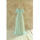 A-Line Beaded Short Sleeve Long Chiffon Mother of the Bride Dresses M010100