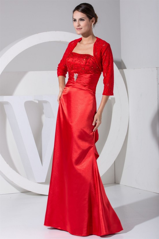 3/4 Sleeve Strapless A-Line Floor-Length Mother of the Bride Dresses with A Lace Jacket 2040001 3/4 Sleeve Strapless A-Line Floor-Length Mother of the Bride Dresses with A Lace Jacket 2040001