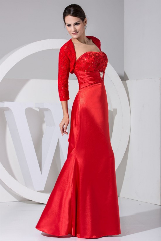 3/4 Sleeve Strapless A-Line Floor-Length Mother of the Bride Dresses with A Lace Jacket 2040001 3/4 Sleeve Strapless A-Line Floor-Length Mother of the Bride Dresses with A Lace Jacket 2040001