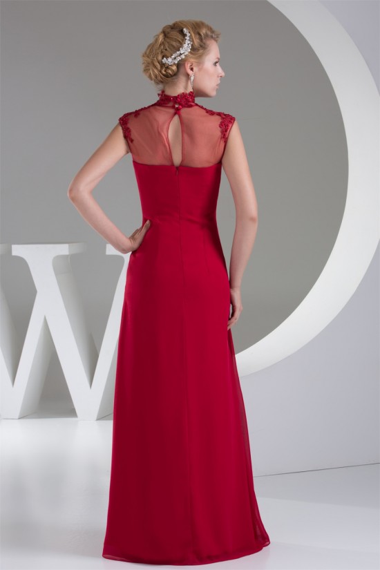 Beading High-Neck Chiffon Silk like Satin Fine Netting Mother of the Bride Dresses 2040011 Beading High-Neck Chiffon Silk like Satin Fine Netting Mother of the Bride Dresses 2040011