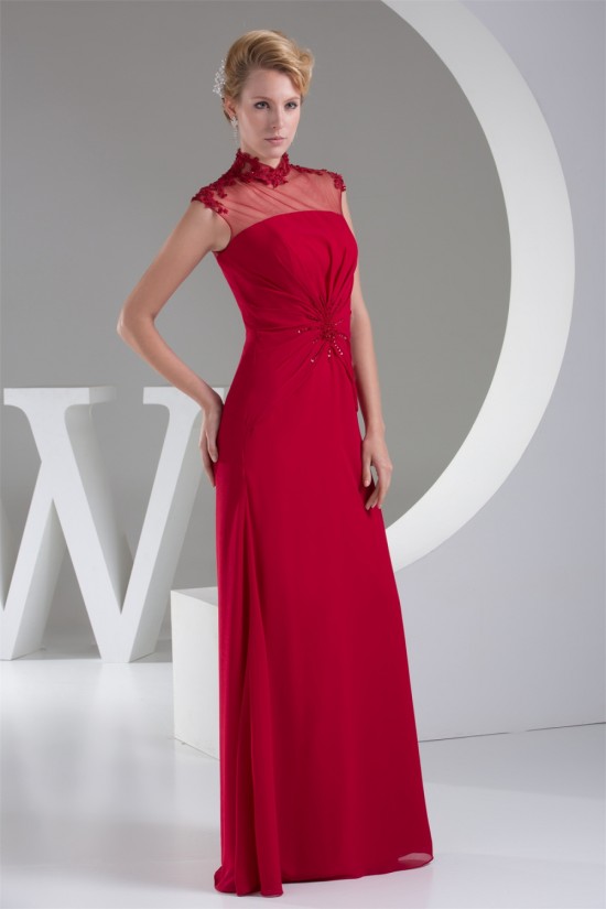 Beading High-Neck Chiffon Silk like Satin Fine Netting Mother of the Bride Dresses 2040011 Beading High-Neck Chiffon Silk like Satin Fine Netting Mother of the Bride Dresses 2040011