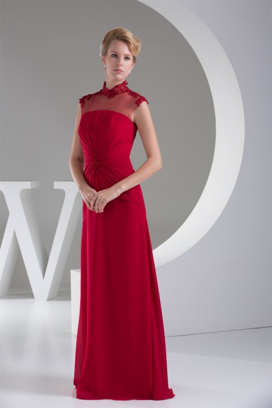 Beading High-Neck Chiffon Silk like Satin Fine Netting Mother of the Bride Dresses 2040011 Beading High-Neck Chiffon Silk like Satin Fine Netting Mother of the Bride Dresses 2040011