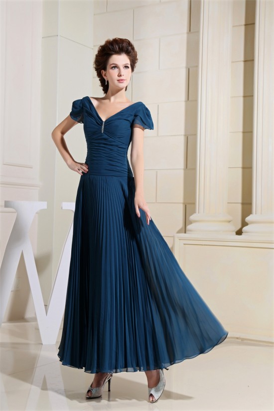 Beading Short Ankle-Length V-Neck Chiffon Silk like Satin Mother of the Bride Dresses 2040017 Beading Short Ankle-Length V-Neck Chiffon Silk like Satin Mother of the Bride Dresses 2040017