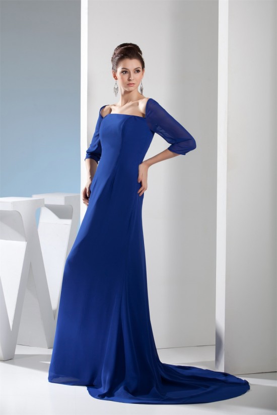 Brush Sweep Train Square Chiffon Long Blue Mother of the Bride Dresses 2040024 Brush Sweep Train Square Chiffon Long Blue Mother of the Bride Dresses 2040024