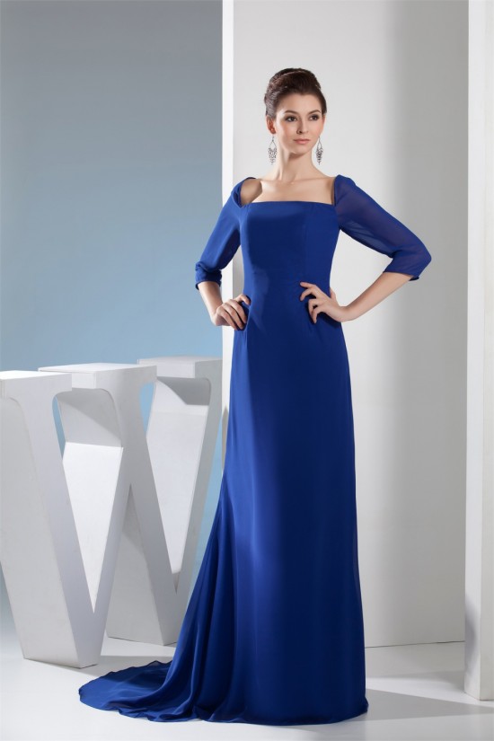 Brush Sweep Train Square Chiffon Long Blue Mother of the Bride Dresses 2040024 Brush Sweep Train Square Chiffon Long Blue Mother of the Bride Dresses 2040024