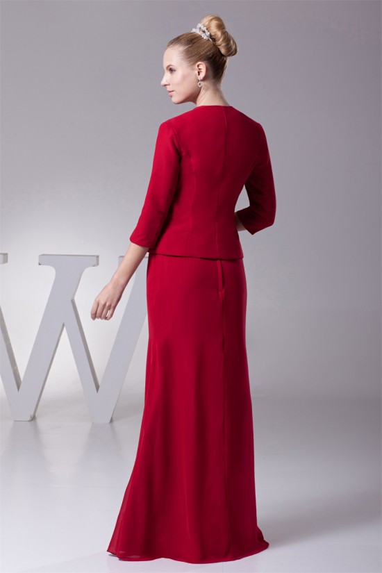 Buckle Mermaid/Trumpet 3/4 Length Satin Chiffon Mother of the Bride Dresses 2040025 Buckle Mermaid/Trumpet 3/4 Length Satin Chiffon Mother of the Bride Dresses 2040025