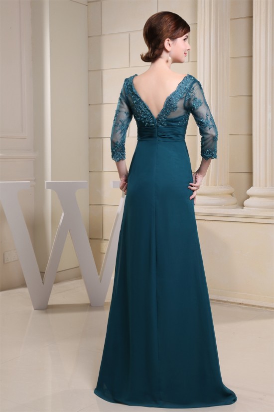 A-Line Chiffon V-Neck 3/4 Sleeve Sequins Appliques Brush Sweep Train Mother of the Bride Dresses 2040032 A-Line Chiffon V-Neck 3/4 Sleeve Sequins Appliques Brush Sweep Train Mother of the Bride Dresses 2040032