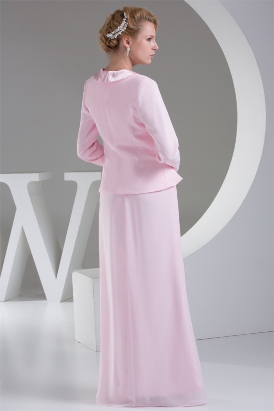 Chiffon Silk like Satin Sheath/Column Ruffles Long Sleeve Mother of the Bride Dresses 2040034 Chiffon Silk like Satin Sheath/Column Ruffles Long Sleeve Mother of the Bride Dresses 2040034