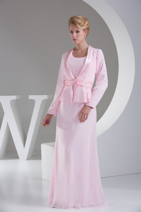 Chiffon Silk like Satin Sheath/Column Ruffles Long Sleeve Mother of the Bride Dresses 2040034 Chiffon Silk like Satin Sheath/Column Ruffles Long Sleeve Mother of the Bride Dresses 2040034