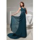 A-Line Puddle Train Capped Sleeves Chiffon Beaded Long Mother of the Bride Dresses 2040060