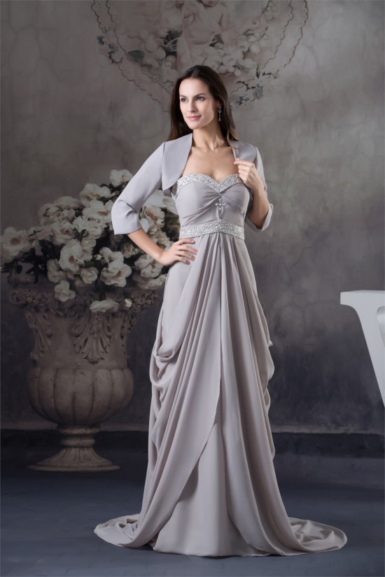 Sheath/Column Sweetheart Chiffon Puddle Train Long Mother of the Bride Dresses with A Jacket 2040096 Sheath/Column Sweetheart Chiffon Puddle Train Long Mother of the Bride Dresses with A Jacket 2040096