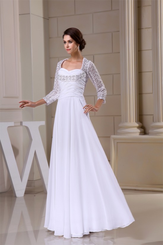 A-Line Sweetheart Chiffon Lace 3/4 Sleeve Most Beautiful Mother of the Bride Dresses 2040099 A-Line Sweetheart Chiffon Lace 3/4 Sleeve Most Beautiful Mother of the Bride Dresses 2040099