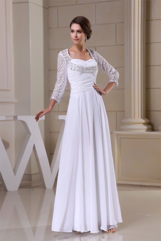 A-Line Sweetheart Chiffon Lace 3/4 Sleeve Most Beautiful Mother of the Bride Dresses 2040099 A-Line Sweetheart Chiffon Lace 3/4 Sleeve Most Beautiful Mother of the Bride Dresses 2040099