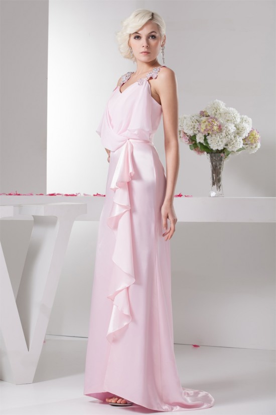 Brush Sweep Train Beading Sheath/Column Long Pink Mother of the Bride Dresses 2040115 Brush Sweep Train Beading Sheath/Column Long Pink Mother of the Bride Dresses 2040115