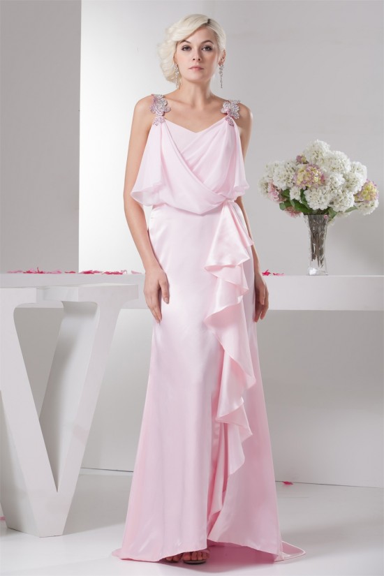 Brush Sweep Train Beading Sheath/Column Long Pink Mother of the Bride Dresses 2040115 Brush Sweep Train Beading Sheath/Column Long Pink Mother of the Bride Dresses 2040115
