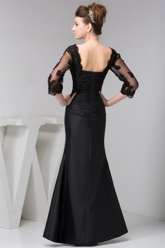 Mermaid/Trumpet Floor-Length Cowl Taffeta Fine Netting Long Black Mother of the Bride Dresses 2040125 Mermaid/Trumpet Floor-Length Cowl Taffeta Fine Netting Long Black Mother of the Bride Dresses 2040125