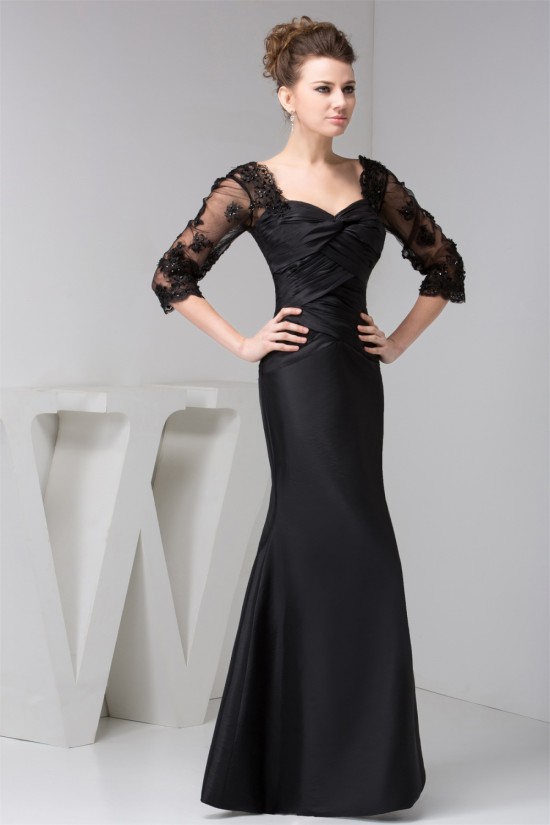Mermaid/Trumpet Floor-Length Cowl Taffeta Fine Netting Long Black Mother of the Bride Dresses 2040125 Mermaid/Trumpet Floor-Length Cowl Taffeta Fine Netting Long Black Mother of the Bride Dresses 2040125
