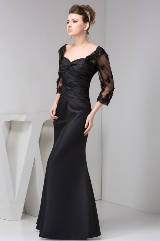 Mermaid/Trumpet Floor-Length Cowl Taffeta Fine Netting Long Black Mother of the Bride Dresses 2040125 Mermaid/Trumpet Floor-Length Cowl Taffeta Fine Netting Long Black Mother of the Bride Dresses 2040125