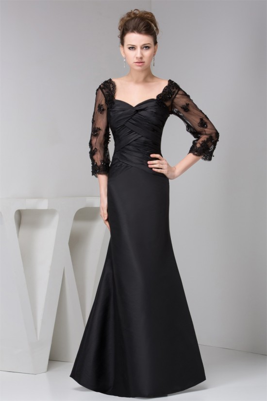 Mermaid/Trumpet Floor-Length Cowl Taffeta Fine Netting Long Black Mother of the Bride Dresses 2040125 Mermaid/Trumpet Floor-Length Cowl Taffeta Fine Netting Long Black Mother of the Bride Dresses 2040125