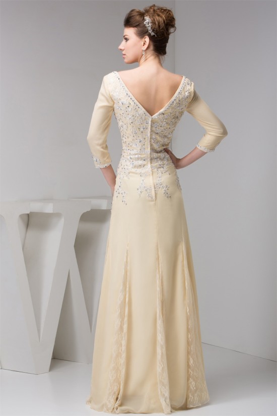 A-Line 3/4 Sleeves Lace Chiffon Beaded Applique Long Mother of the Bride Dresses 2040134 A-Line 3/4 Sleeves Lace Chiffon Beaded Applique Long Mother of the Bride Dresses 2040134
