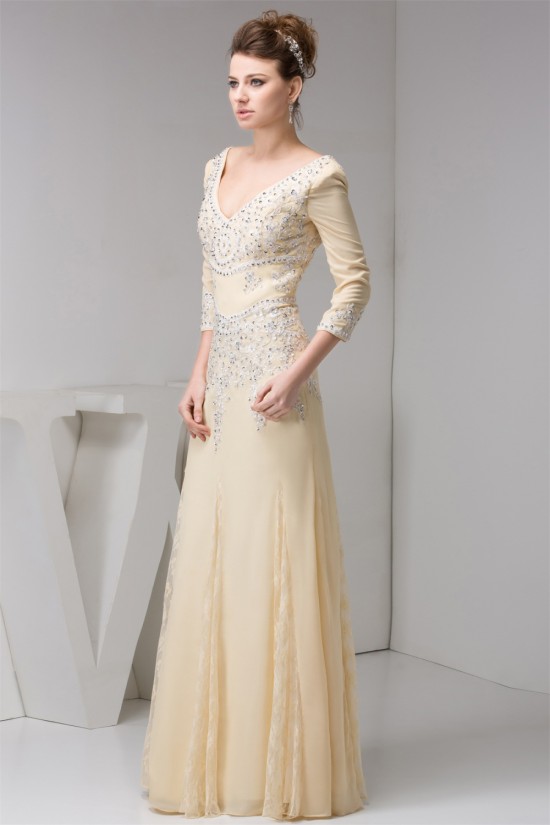 A-Line 3/4 Sleeves Lace Chiffon Beaded Applique Long Mother of the Bride Dresses 2040134 A-Line 3/4 Sleeves Lace Chiffon Beaded Applique Long Mother of the Bride Dresses 2040134