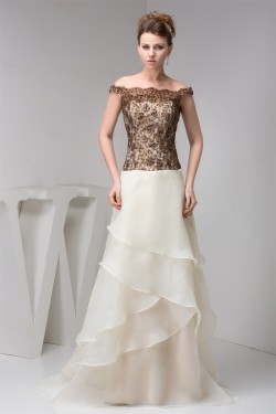 A-Line Off-the-Shoulder Straps Lace Organza Sleeveless Mother of the Bride Dresses 2040159
