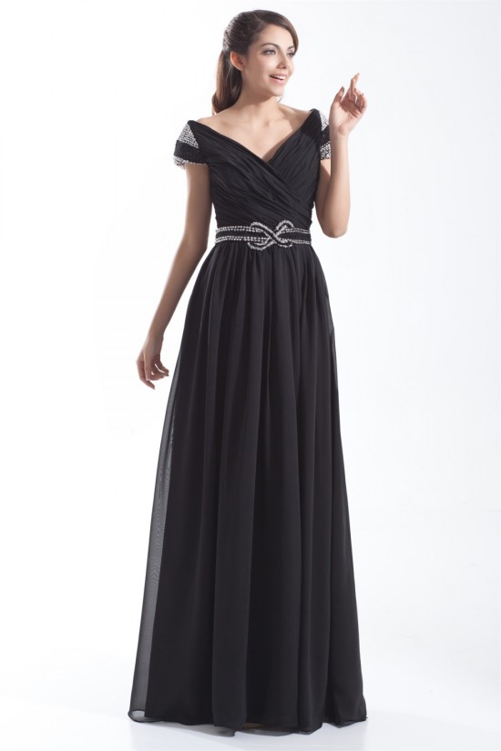 Sheath/Column V-Neck Long Black Chiffon Beading Mother of the Bride Dresses 2040172 Sheath/Column V-Neck Long Black Chiffon Beading Mother of the Bride Dresses 2040172