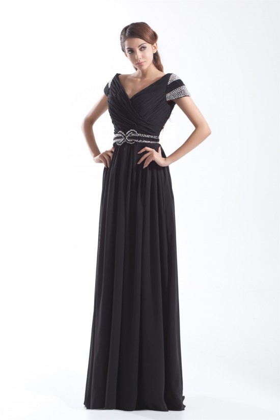 Sheath/Column V-Neck Long Black Chiffon Beading Mother of the Bride Dresses 2040172 Sheath/Column V-Neck Long Black Chiffon Beading Mother of the Bride Dresses 2040172